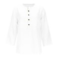 thumbnail image 4 of Aqestyerly T-shirt Ample à Boutons à Manches 3/4 Imprimé pour Femmes, Haut Décontracté à Col Rond Léger et Confortable pour Femmes, 4 of 4