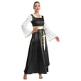 thumbnail image 2 of Sxiwei Robe Maxi Ample Longueur Cheville pour Femmes, Tunique Superposée de Danse de Louange, Robe de Culte Liturgique Noire 4TG, 2 of 7