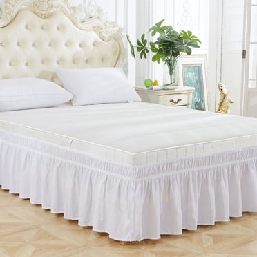 Leutsin Bed Skirt Wrap Around Elastic Ruffles Resistant with Adjustable Elastic Belt