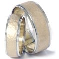 thumbnail image 1 of 14K Gold Matching Two Tone Hammered Wedding Band Set, 1 of 1