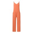 thumbnail image 4 of TrendOFT Jumpsuits For Women Casual Summer Solid Loose Pocket Spaghetti Strap Wide Leg Womens Overalls Rompers Orange M, 4 of 5