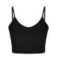 thumbnail image 3 of Timegard Cropped Camisole Tank Tops for Women V Neck Spaghetti Strap Shirts Sleeveless Solid Color Top, 3 of 6