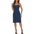 thumbnail image 2 of INSPIRE CHIC Robes en Denim pour Femmes à Boutons Sans Manches à Encolure Cœur Robes Midi en Jean Bleu Foncé m, 2 of 6