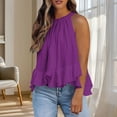 thumbnail image 4 of Weiqiqre Women's Clothing Adjustable Tie Neckline Ruffle Hem Sleeveless Flowy Halter Tops, 4 of 7