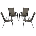 thumbnail image 1 of Set of 4 Stackable Patio Dining Chairs - Brown & Black Metal Frame with Breathable Mesh - Outdoor Garden Seating for Balcony, Living Room & More - 37.4" H, 1 of 7