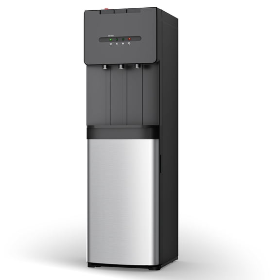 Simzlife Water Dispenser Self-Cleaning Bottom Loading 3 Temperatures - Cold/Hot/Warm Display Black&Silver, Height 41"