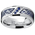 thumbnail image 3 of Men's Titanium Wedding Ring Band with Dragon Design Over Blue Carbon Fiber Inlay and Blue Cubic Zirconia, 3 of 6