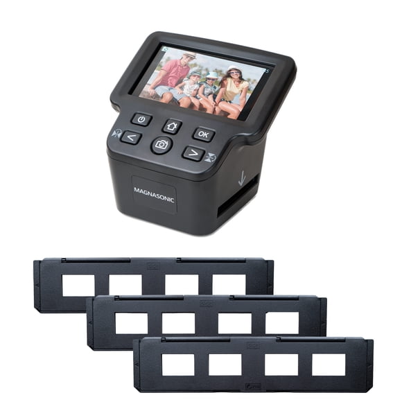 Magnasonic Tout-en-un Lecteur de Film 24 MP avec Grand Écran 5 Pouces et HDMI, Long Plateau Supports de Film Coulissant 35 mm, Convertit le Film 35 Mm/126/110/Super 8 et les Diapositives 135/126/110 en Photos Numériques, Mémoire Intégrée