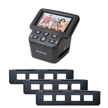Magnasonic Tout-en-un Lecteur de Film 24 MP avec Grand Écran 5 Pouces et HDMI, Long Plateau Supports de Film Coulissant 35 mm, Convertit le Film 35 Mm/126/110/Super 8 et les Diapositives 135/126/110 en Photos Numériques, Mémoire Intégrée