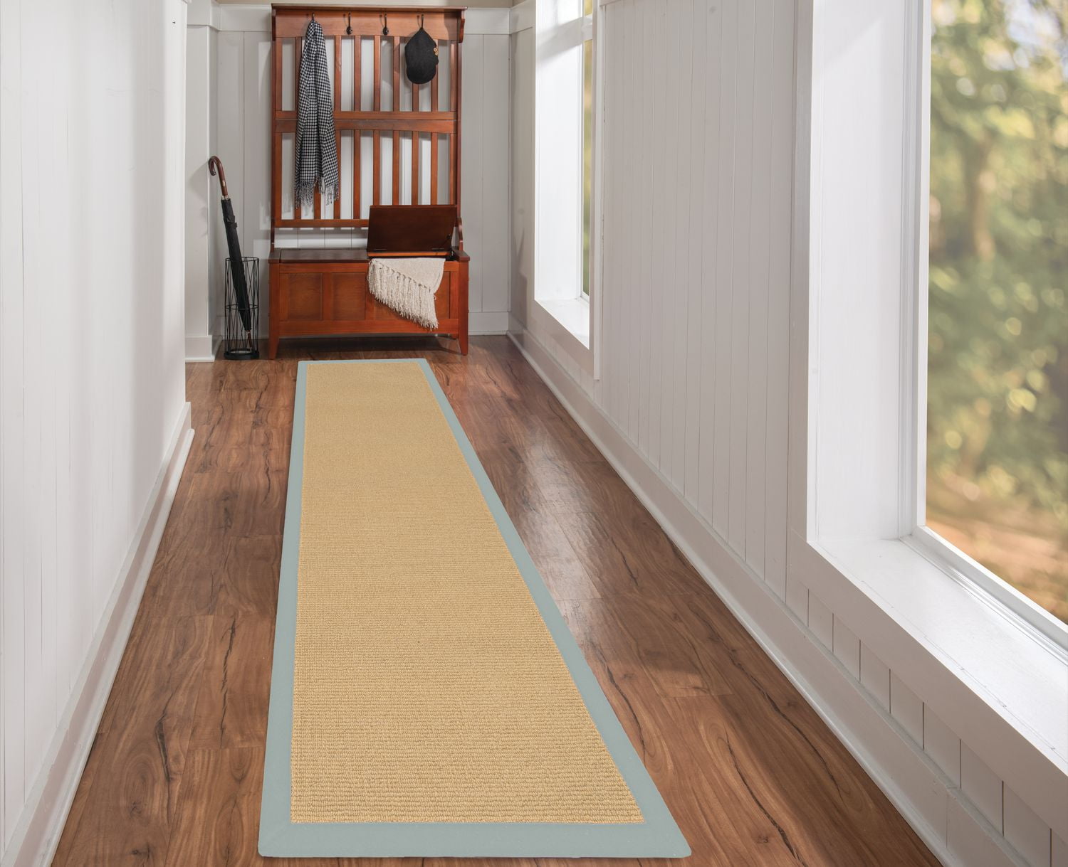Tapis de couloir Athena sisal et bleu glacier 2 pi 6 po x 12