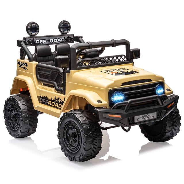 BeesClover 12V Two-Seater Kids Electric Ride on Truck with Parent Remote, Suspension System, LED Lights & Music Player, Battery Powered Ride-on Car for Boys & Girls