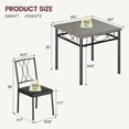 thumbnail image 3 of Royalbelle Dining Table Set for 2,Rectangle Dining Table and Chairs Set of 2,3-Piece Farmhouse Kitchen Table Set,Space Saving Dining Table for Apartment Small Spaces,Grey, 3 of 5