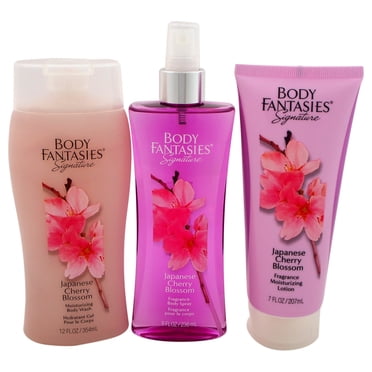 Signature Japanese Cherry Blossom Set By Body Fantasies For Women - 3 Pc Set 8oz Fragrance Body Spray, 12oz Moisturizing
