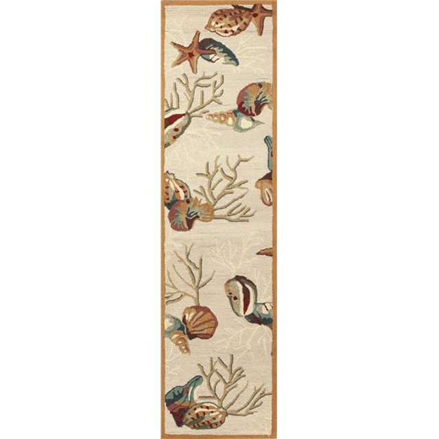 HomeRoots 353711 2 ft. x 7 ft. 6 in. Runner Polyester Beige Area Rug