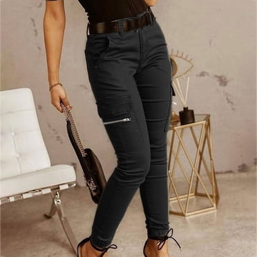 Kyusrd Cargo Pants For Women Elastic High Waisted Multi Pockets Plus Size Skinny Trousers Casual Solid Color Loose Joggers Stretchy Tactical Cargo Pants