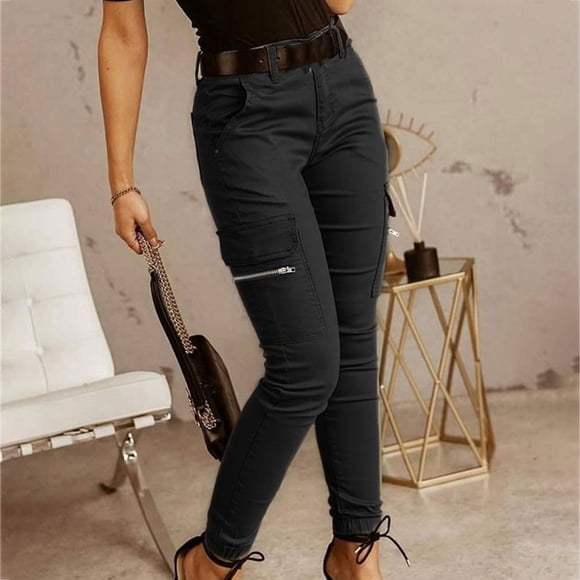 Kyusrd Cargo Pants For Women Elastic High Waisted Multi Pockets Plus Size Skinny Trousers Casual Solid Color Loose Joggers Stretchy Tactical Cargo Pants