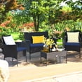 thumbnail image 4 of Costway 8PCS Patio Wicker Furniture Set Coffee Table Cushions w/Off White & Navy Cover, 4 of 9