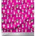 thumbnail image 1 of Soimoi Pink Poly Georgette Fabric Cactus Leaves Decor Fabric Printed Yard 42 Inch Wide, 1 of 3