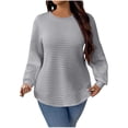 thumbnail image 1 of Timegard Plus Size Tops for Women Long Sleeve Round Neck Blouse Fall Casual Tunic Tops Solid Color, 1 of 8