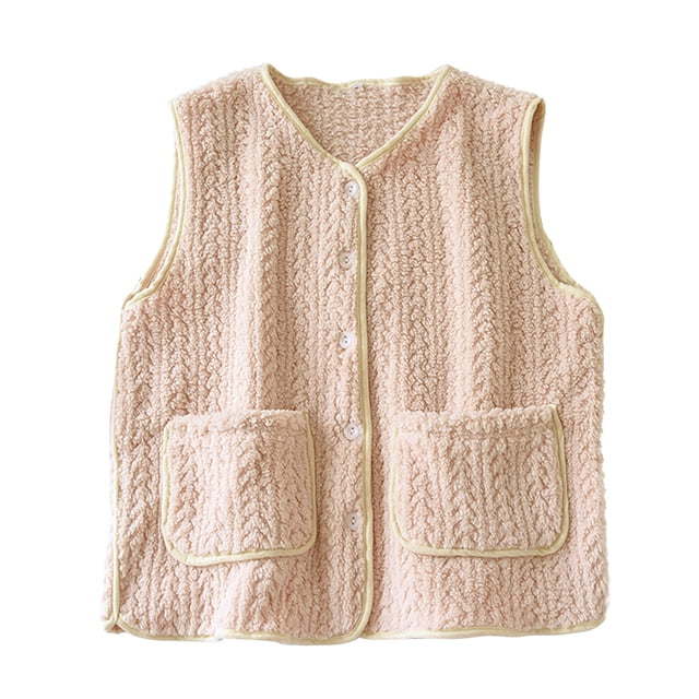 Women's Thick Fleece Loungewear with Solid Color and Warm Pockets for Winter