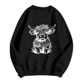 thumbnail image 3 of WEAIXIMIUNG Chandail pour Femmes Chic Chandail d'Automne et d'Hiver pour Femmes 2025 Col Rond Mode Chemise à Imprimé Vache Manches Longues Mode Décontractée Mode Haut de Sortie, 3 of 4
