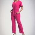 thumbnail image 2 of Grrvtrz Womens Scrubs Set Casual Workwear Drawstring Threaded Pant Legs 2PC, V Neck Stretch Scrub Top & Straight Leg Pants, 2 of 6