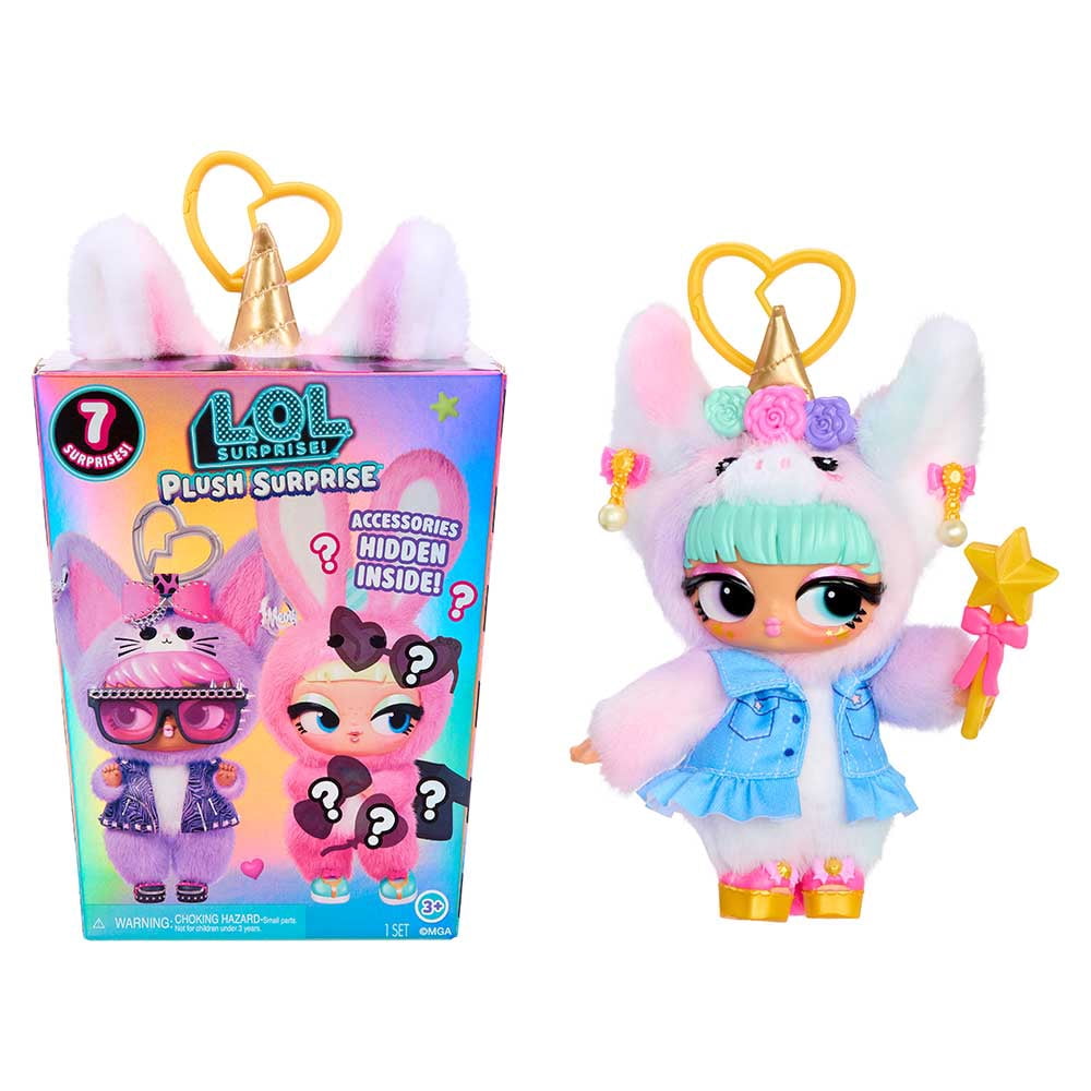LOL Surprise! Plush SurpriseMC ! – Peluche surprise avec articles mode cachés – excellent cadeau pour les enfants de 3 ans et +