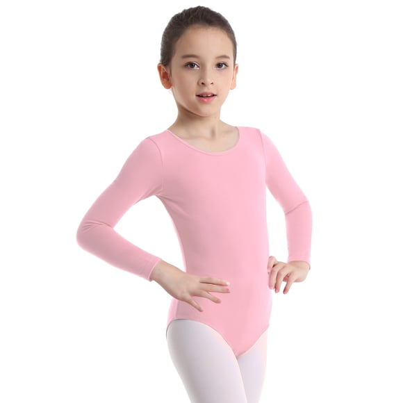 iiniim Kids Girls Long Sleeve Ballet Dance Leotard Bodysuit Gymnastics Unitard Bodysuit Dancewear Pink 6