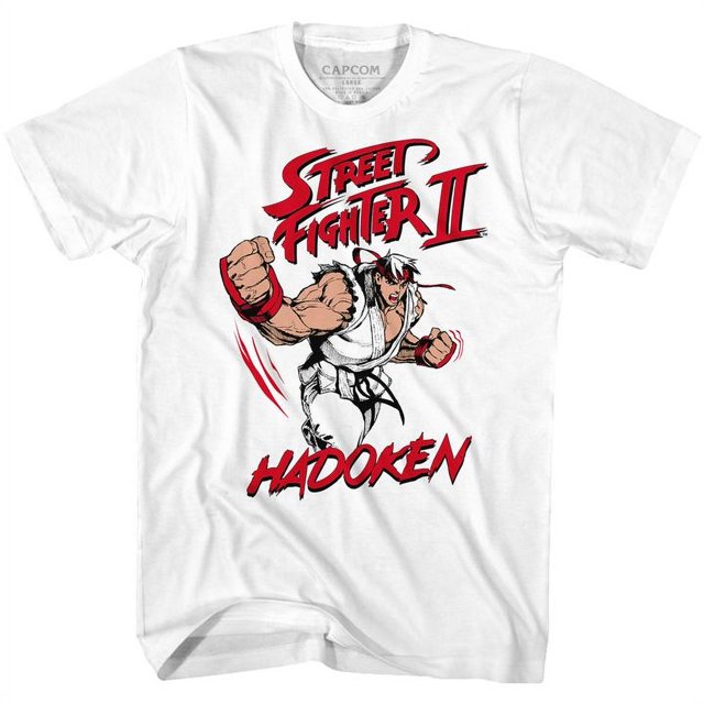 Street Fighter T-Shirt Blanc pour Adulte Hadoken 4TG