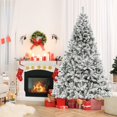 thumbnail image 3 of Costway 8 FT Pre-Lit Christmas Tree 3-Minute Quick Shape Flocked Decor with 600 LED Lights, 3 of 10