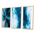 thumbnail image 3 of Designart "Blue Onyx Marble Essence" Abstract Framed Wall Art Set Of 3 - Teal Abstract Frame Gallery Wall Set For Home Decor, 3 of 6