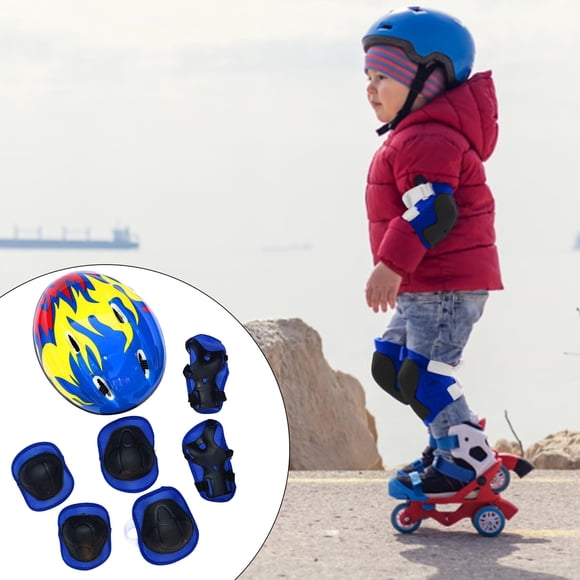 TIMIFIS 7Pcs Set Children Kids Helmet Knee Elbow Pad Cycling Skate Bike Protecs