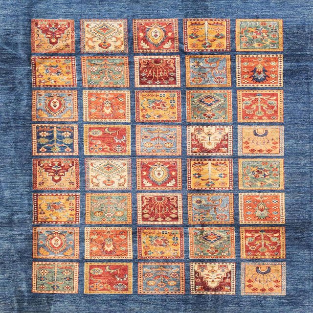 Ahgly Company Tapis d'Intérieur Carrés Abstraits Violets Abstraits pour Aire, 7 Pieds Carré