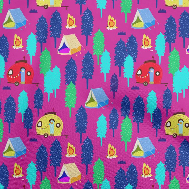 oneOone Rayon Fuschia Pink Fabric Camping Sewing Craft Projects Fabric Prints By Yard 56 Inch Wide