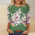 thumbnail image 1 of Xihbxyly Hauts pour Femmes Décontractés Mode pour Femmes Manches Trois Quarts Rétro Col Rond Imprimé de Pâques Hauts Amples Blouse, 1 of 4