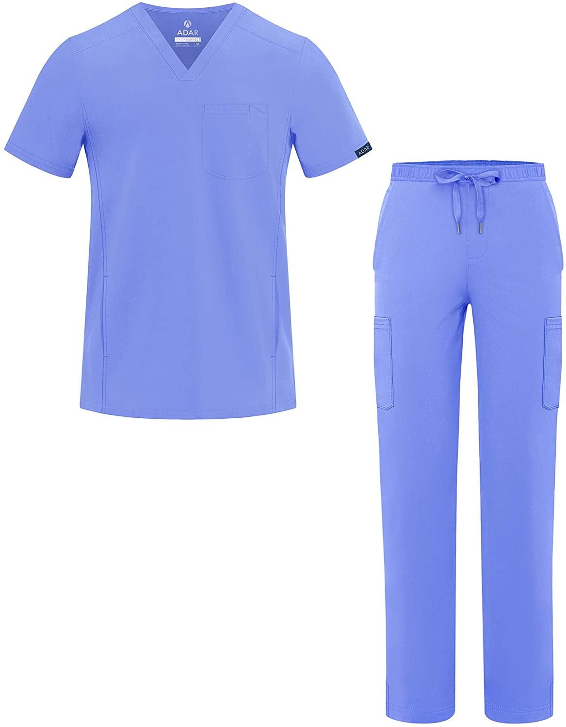 Adar Addition Go-Everyday Scrub Set for Men - Stylish Scrub Top & Cargo Scrub Pants - A9800 - Ceil Blue - 2X