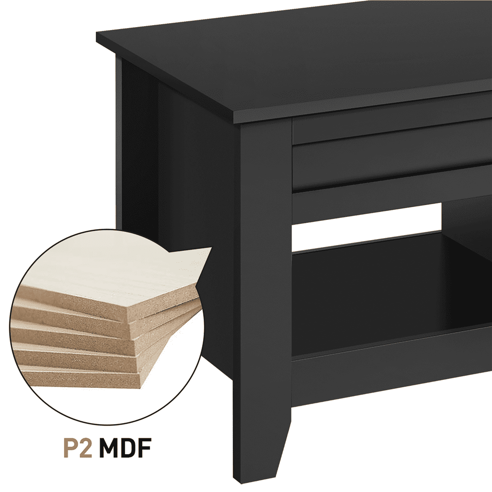 FullFurnique 41" Lift Top Coffee Table with Hidden Compartment & 2 Open Shelves