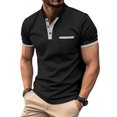 thumbnail image 1 of EOYWHK Henley Shirts for Men Business Casual Button Up Short Sleeve Tees Solid Color Stand Collar Work Blouse, 1 of 7