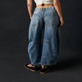 thumbnail image 4 of QJUHUNG Women  Loose Jeans Solid Color Mid-Rise Barrel Denim Pants, 4 of 6