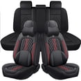 thumbnail image 1 of Maidao Car Seat Covers Leather Full Set for Citroen for C4 Aircross 2012-2017 5 Seats Leather Compatible Airbag Water Resistant Front Rear Cushion Protector with Pillow Black and Red, 1 of 6