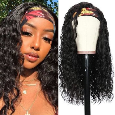 RKSTN Perruques Serre-Tête en Cheveux Humains Perruque Cheveux Humains Bouclés Perruque Sans Dentelle Perruques à l'Avant pour Femmes Noires Perruques Sans Colle