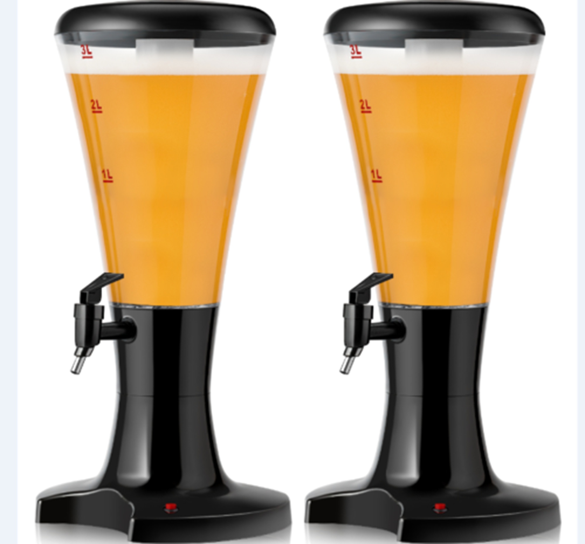 Costway Ensemble de 2 Distributeurs de Tour de Bière Froide 3L Plastique avec Lumières Led Neuf