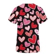 thumbnail image 3 of TIMIFIS Haut de Sarrau Noir Femme Imprimé Manches Courtes Col en V Hauts Uniforme de Travail Imprimé de la Saint-Valentin avec Poche Blouse avec Poches-Noir - Printemps, 3 of 3