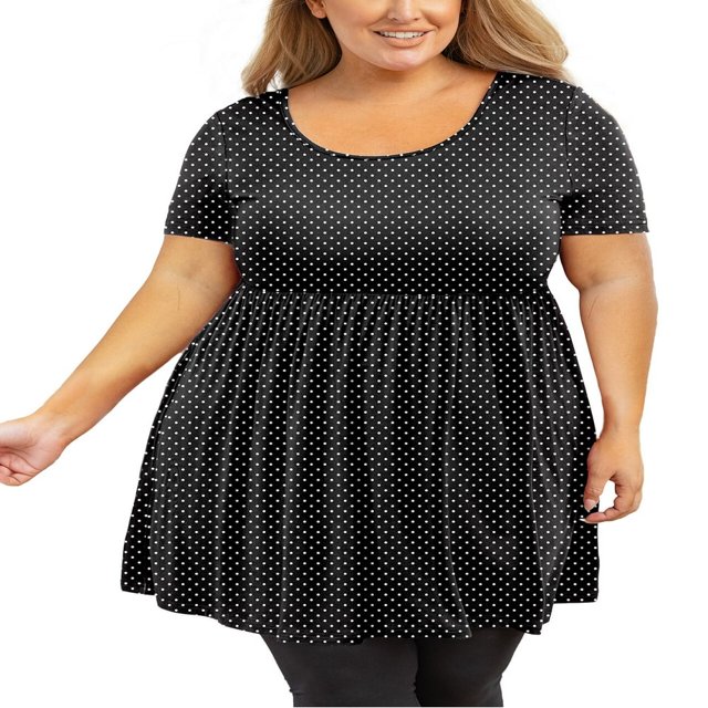 Tunique Grande Taille pour Femmes Manches Courtes Roses Vertes Hauts 3X Col Rond Vêtements Été Fluide Vêtements de Maternité Chemise
