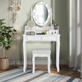 thumbnail image 3 of Giantex Vanity Table Set, Makeup Dressing Table w/Cushioned Stool & Lighted Mirror, White, 3 of 9