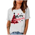 thumbnail image 1 of Mode Femme T-Shirt Uni de Noël à Col Rond à Manches Courtes Imprimé Blouse Ample Hauts, 1 of 1