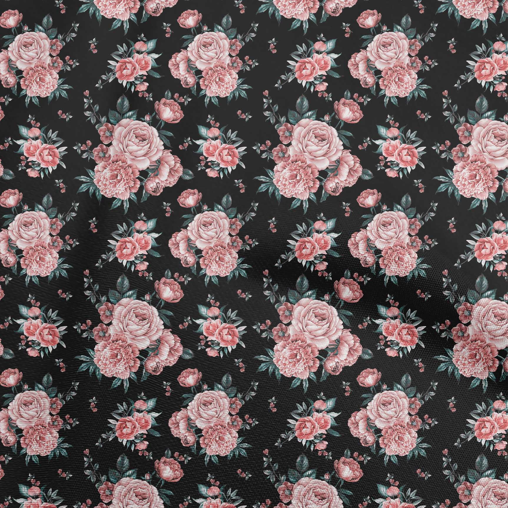 oneOone Rayon Black Fabric Florals Sewing Craft Projects Fabric Prints By Yard 56 Inch Wide