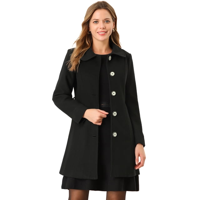 INSPIRE CHIC Manteau Long Élégant d'Hiver pour Femmes Col à Revers Contrasté