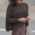 thumbnail image 2 of Timegard Hauts en Tricot pour Femmes Col Ras du Cou Fendu Manches Longues Court Chandail Automne Hiver Chandails Amples, 2 of 6