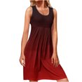 thumbnail image 1 of RKSTN Robes d'Été pour Femmes 2023 Mode Couleur Dégradée Sans Manches Longueur Genou Jupes Col Rond Imprimé Robe Décontractée Ample, 1 of 5